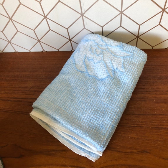 Vintage Fieldcrest Bath Towel & wash cloth olive white Floral Roses new