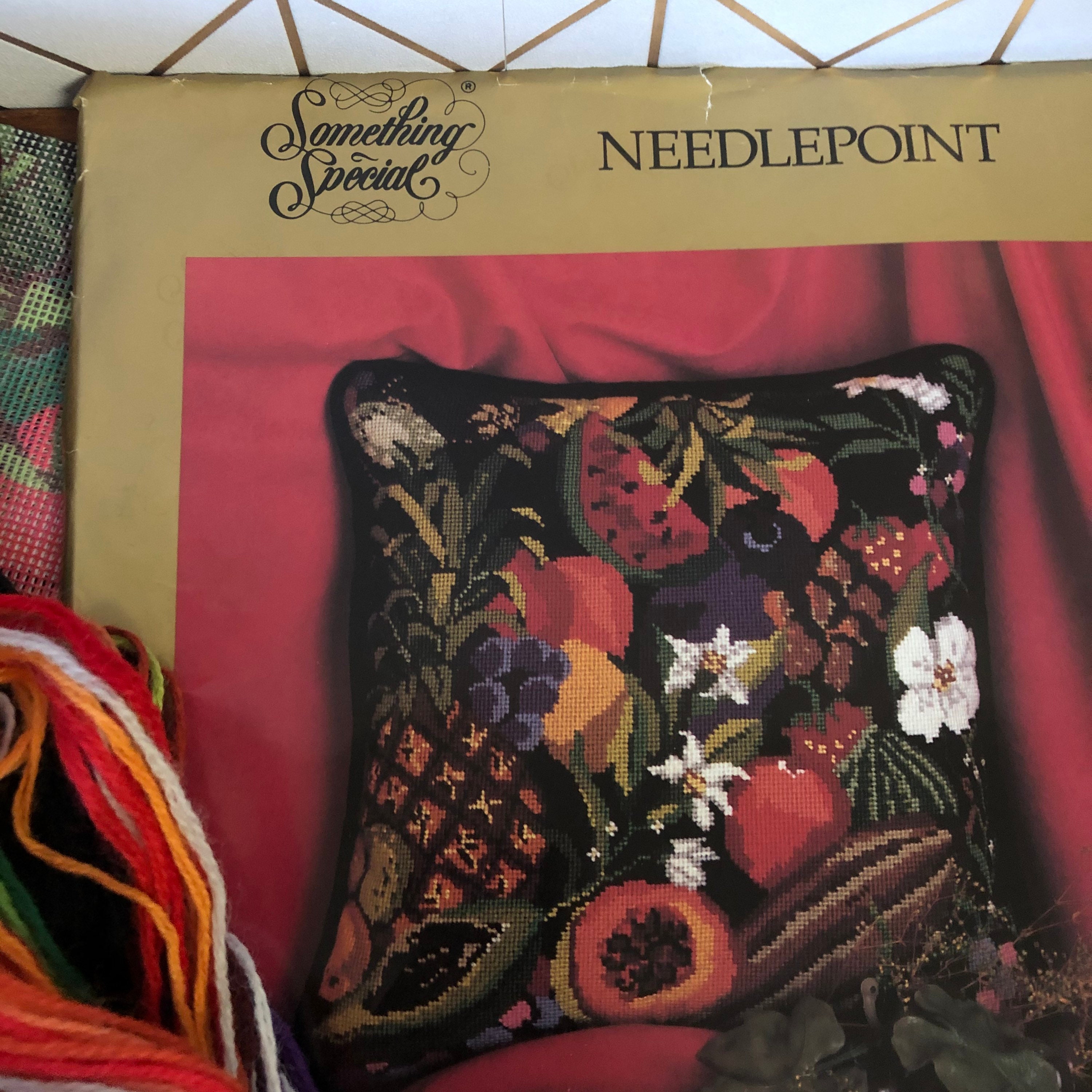 Vintage Needlepoint KIT Fruits and Vegetables Pillow by Etsy UK