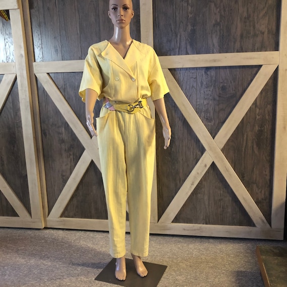 Vintage Cotton Jump Suit, Yellow PETITE FLEUR Par… - image 1