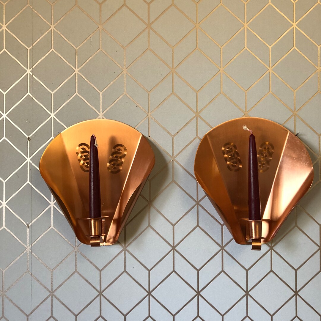 Vintage Fantasy Copperware Candle Sconce 1 Pair of Brushed Etsy