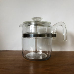PYREX Flameware Complete Clear Glass 4 Cup Coffee Percolator 7754-B, With  Lid Cover 77-C and All Interior Parts Made in USA 1950s -  Finland