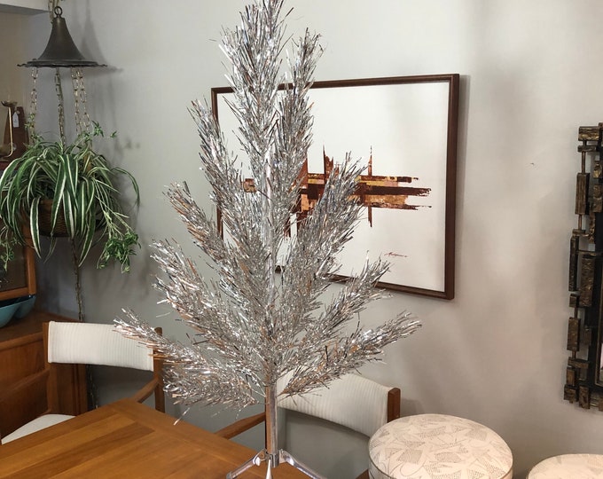 Vintage Evergleam Stainless Aluminum Christmas Tree, 4' Tree With Stand