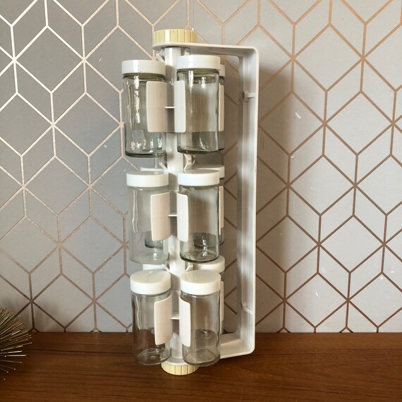 Vintage Copco Spice Rack Rotating White off White Wall Mount Spice Storage Undermount or Wall Mount Revolving Space Age With Jars 1960 s Etsy Canada