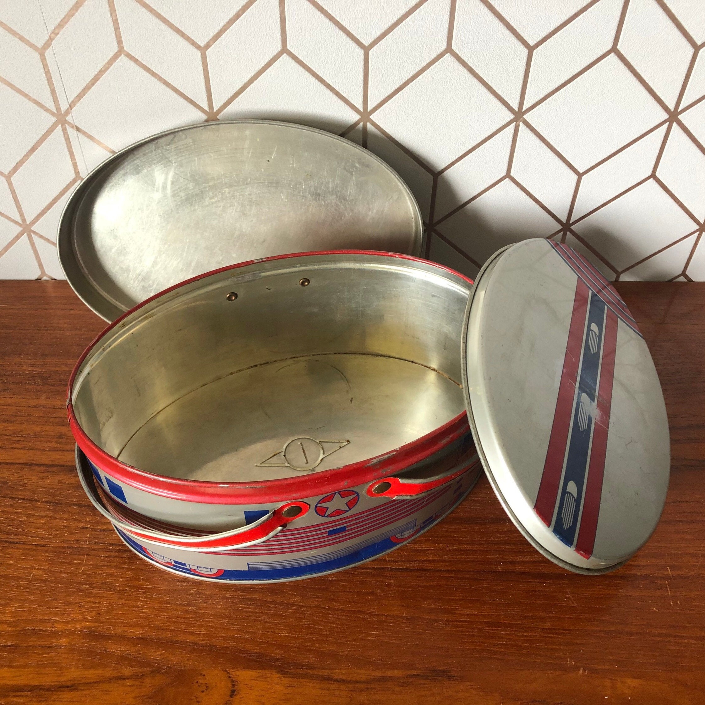 Vintage Railroad Train Metal Lunchbox Tin Litho. Burlington Etsy