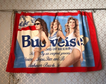 Vintage Budweiser Beer Terry Beach Towel Beach Bunnies in Bathing