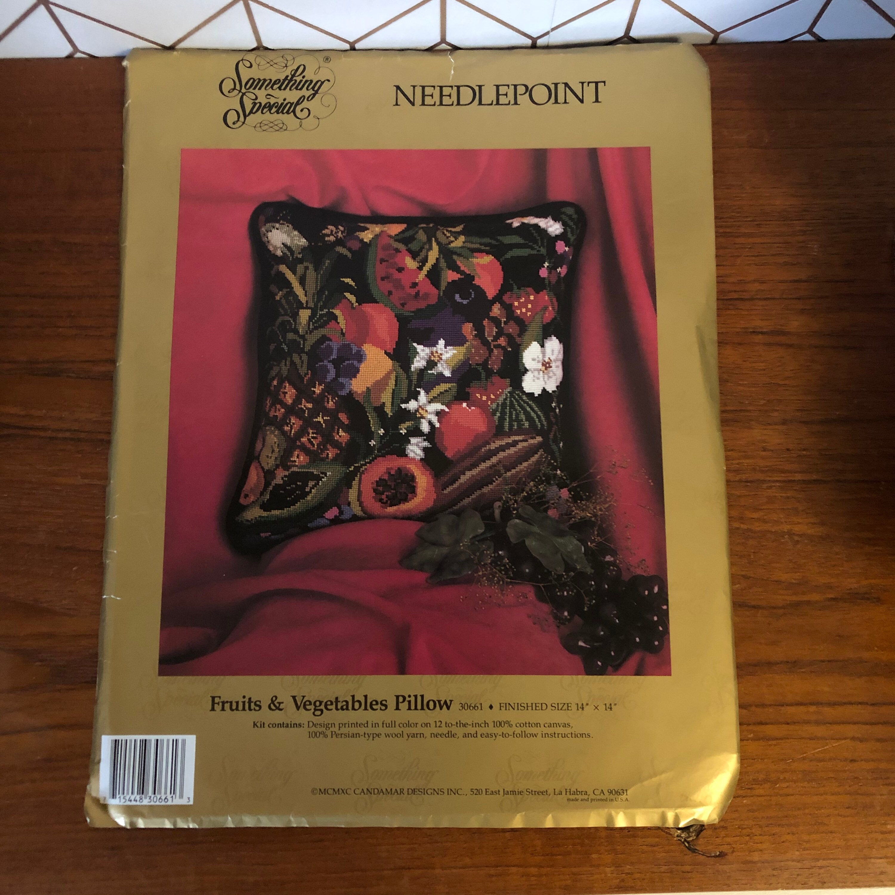 Vintage Needlepoint KIT Fruits and Vegetables Pillow by Etsy UK