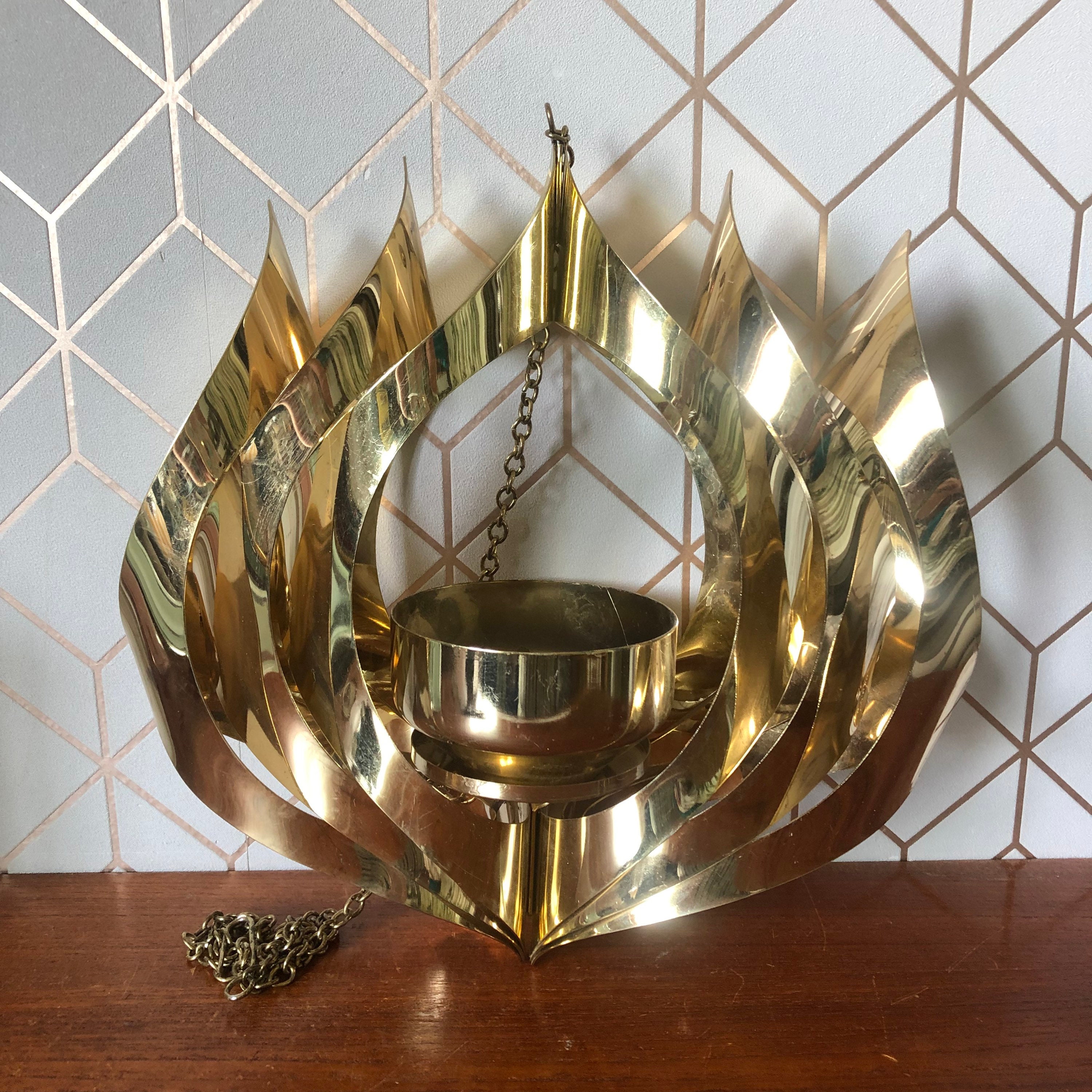 Vintage Brass Hanging Candle Holder. Artichoke Pattern. Gold Etsy