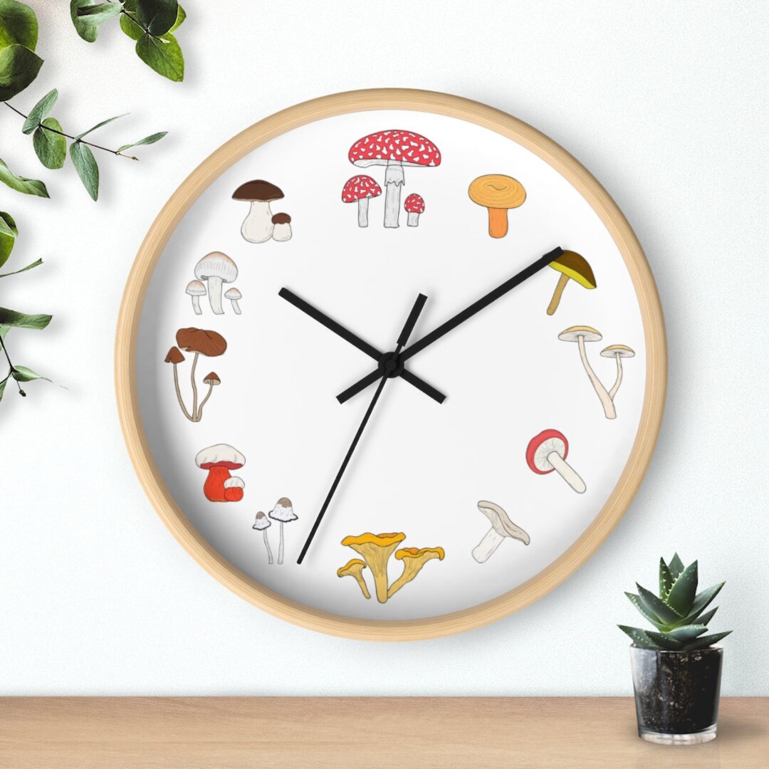 Mushroom Wall Clock Mushroom Clock Mushroom Kitchen Clock Etsy