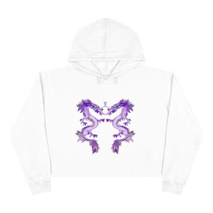 Dueling Purple Dragons Crop Hoodie, Dragon Cropped Hoodie, Dragon Hoodie, Asian Dragon Cropped Hoodie image 5