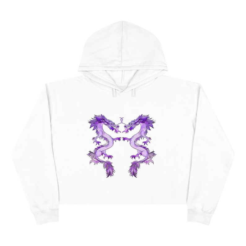 Dueling Purple Dragons Crop Hoodie, Dragon Cropped Hoodie, Dragon Hoodie, Asian Dragon Cropped Hoodie image 5