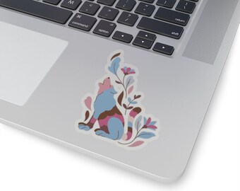 Floral Cottagecore Wolf Sticker, Cottagecore Sticker, Feminine Sticker, Wolf Sticker, Floral Sticker