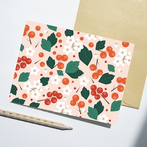 Carte de vœux Hawberry Pattern | Carte d’illustration vierge avec enveloppe