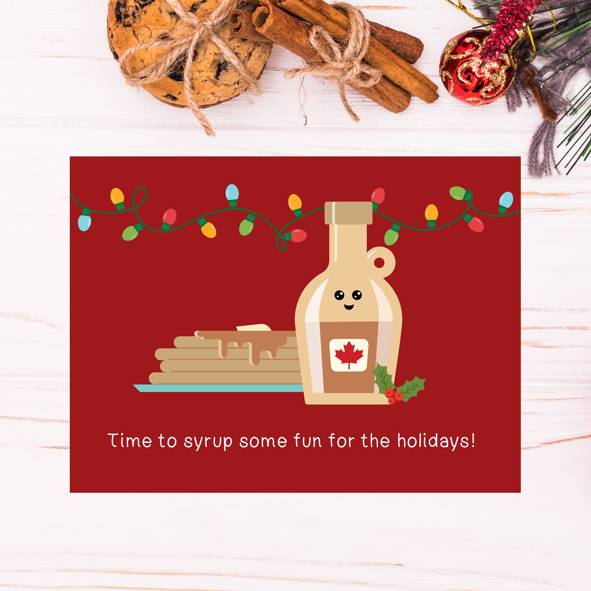 Maple Syrup Food Pun Christmas Holiday Greeting Card Etsy UK