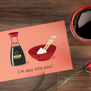 Jeu de mots beaucoup d'amour au soja Carte de vœux