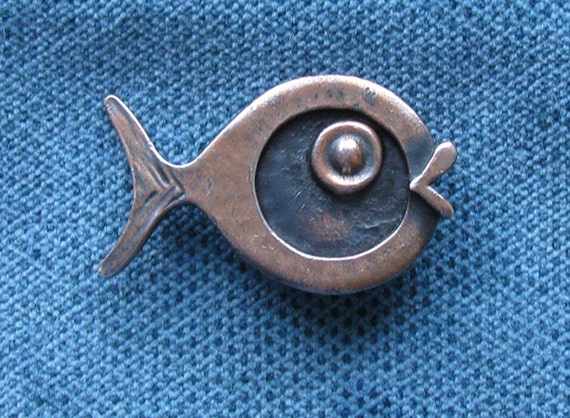 Mid Century Modern Copper Fish Pin - image 1