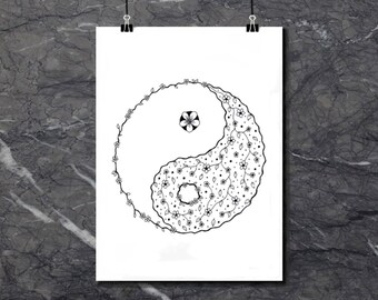 Floral Yin Yang - Art Print of original artwork