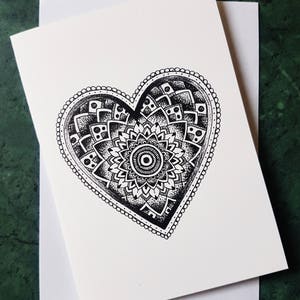 Mandala Love Heart - Cartão comemorativo com impressão de arte original