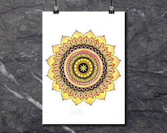 Orange Minimal Mandala - Art Print of original artwork