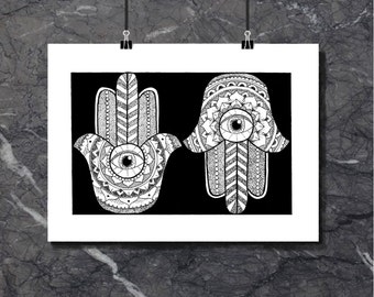 Double Hamsa - Art Print of original artwork