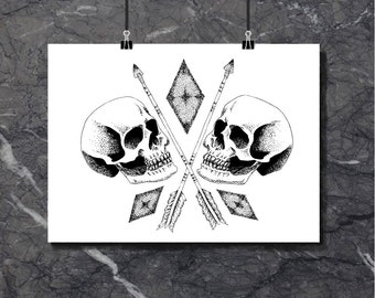 Double Skull - Art Print of original artwork