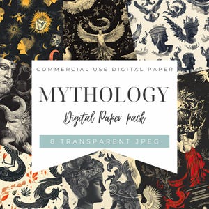 Mythology Inspired Digital Paper Pack, Mythical Gods and Goddesses Patterns, Printable Fantasy Backgrounds