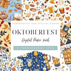 Oktoberfest Digital Papers Pack, Oktoberfest Muster Papiere, Digitales Scrapbook Papier, Bayerisches Thema, Oktoberfest Dekor