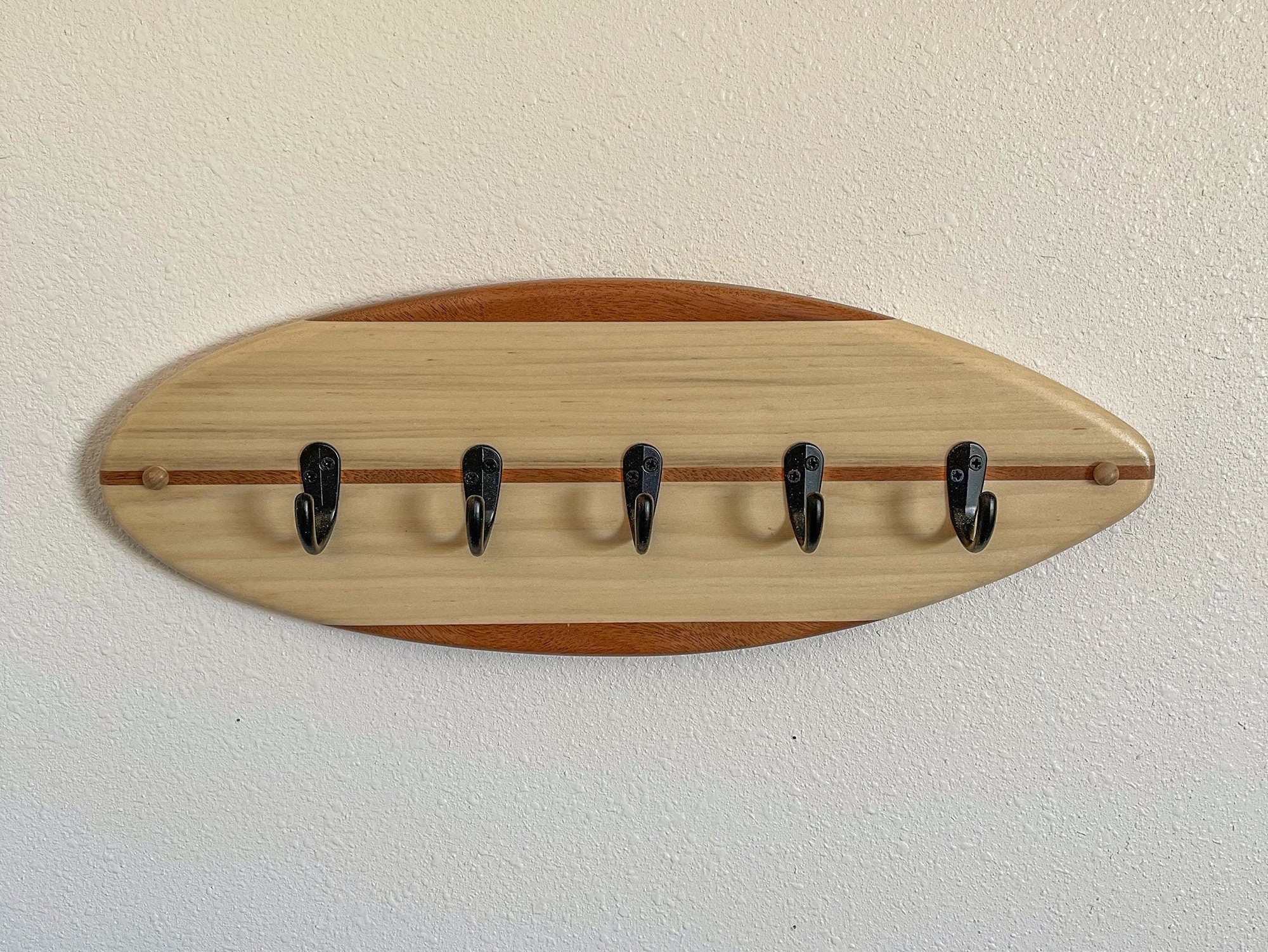 Surfboard Towel Rack Hat Coat Rack. Solid Hardwood 5 Hooks Stringers Custom Made Surfing Solid Hardwood Surfboard Etsy
