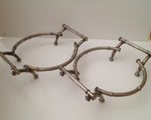 Pair Of Low Metal Bamboo Design Floor Plant or Art Display Stands 10 quot x 13 quot