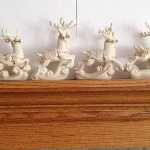 Lenox For the Holidays Dash Away All Santa and His Reindeer Figurines; 6 piece Set; New, All in Original Boxes