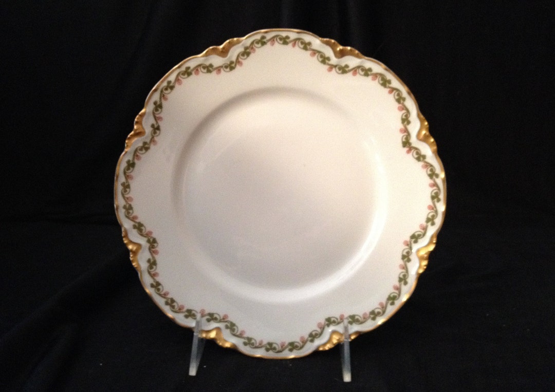 Haviland Clover Leaf or Cloverleaf Luncheon Plate Decorated by Haviland
