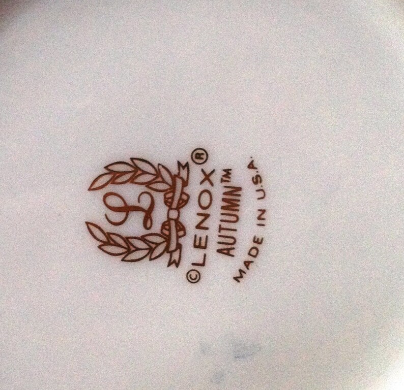 Lenox Autumn Individual Salad 5 12; As New Vintage Dessert Bowl with Design Off the Edge and Decoration on the Bottom Fruit
