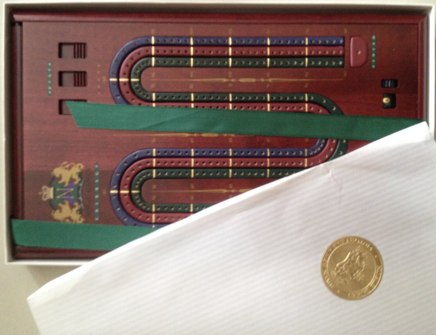 Noble Hardwood and Leather Cribbage Board Pegs and Cards Etsy