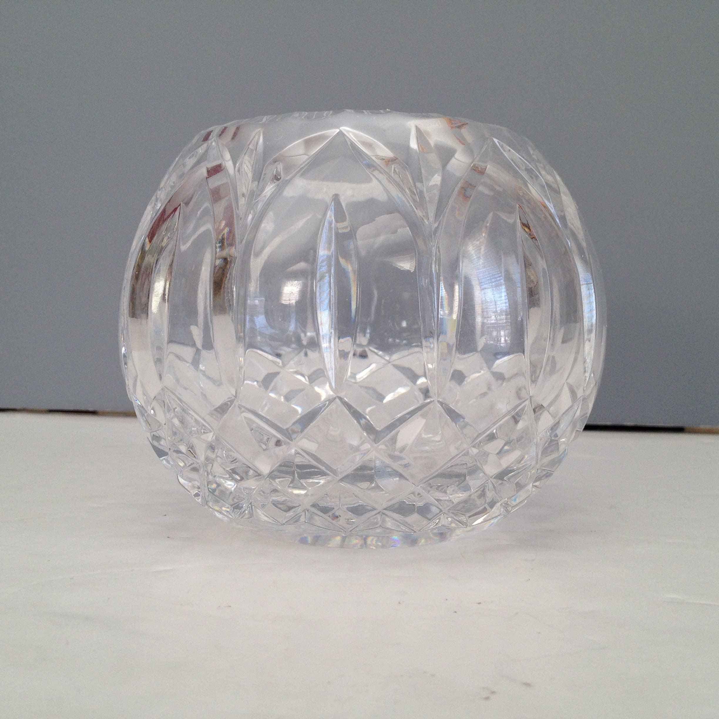 Small 4 1/2 Crystal Rose Bowl Vase with Cut Vertical Etsy