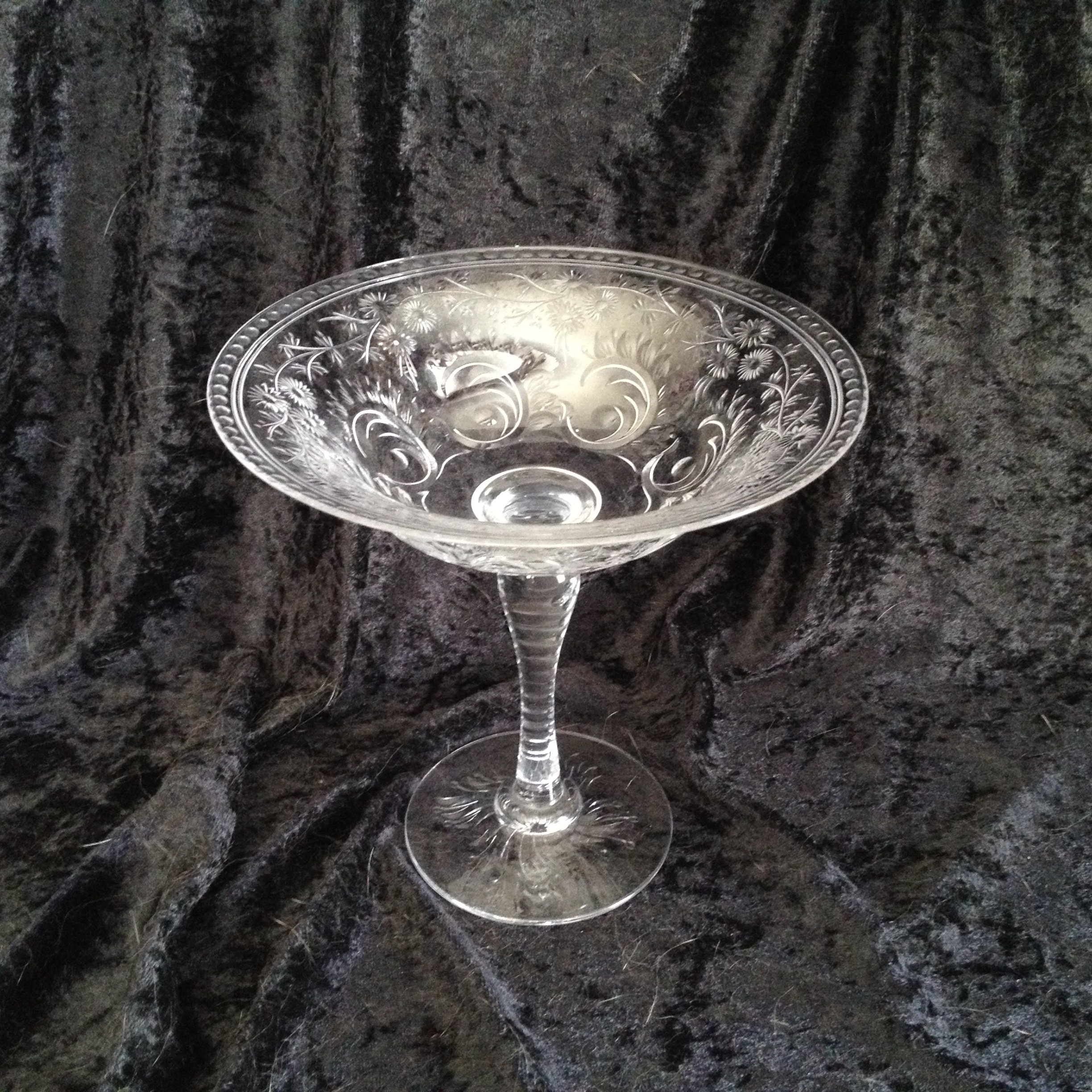 Hawkes Cut Glass Crystal Compote Footed Bowl with Delicate Etsy