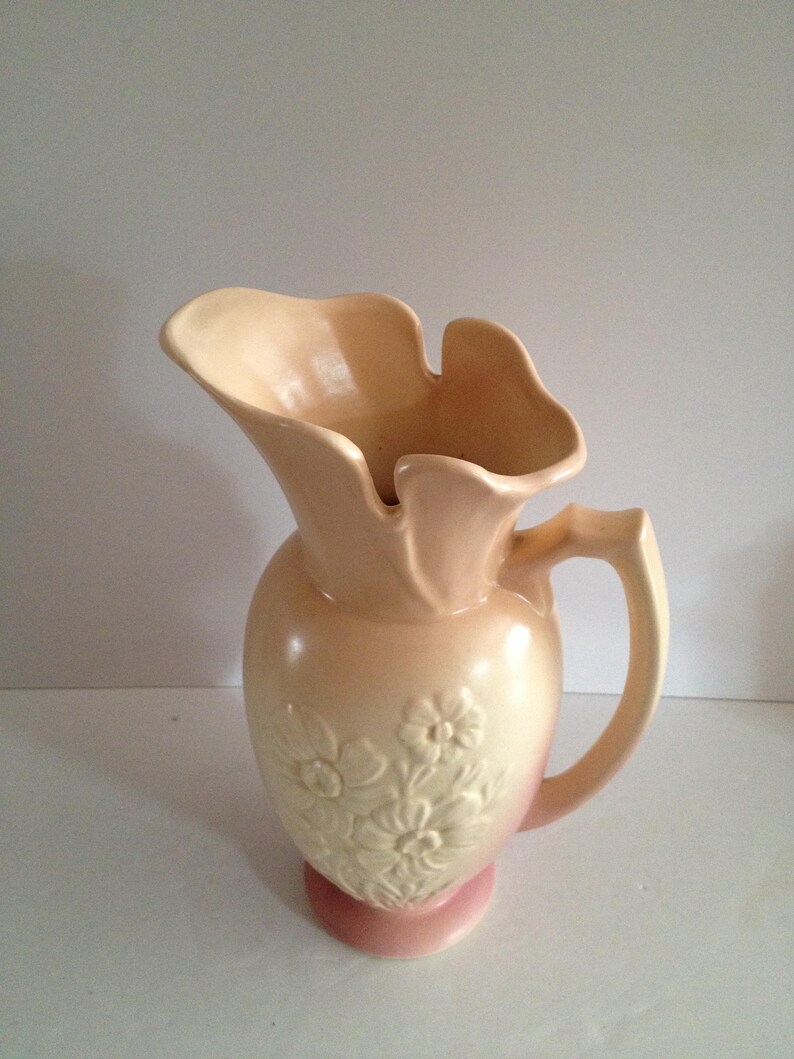Hull Mardi Gras with Embossed Morning Glory Design Pitcher Vase 66-10; 1938