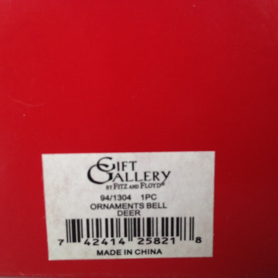 Fitz and Floyd Gift Gallery Reindeer Bell Ceramic Ornament with Swinging Feet Clapper 941304 with Certificate of Authenticity