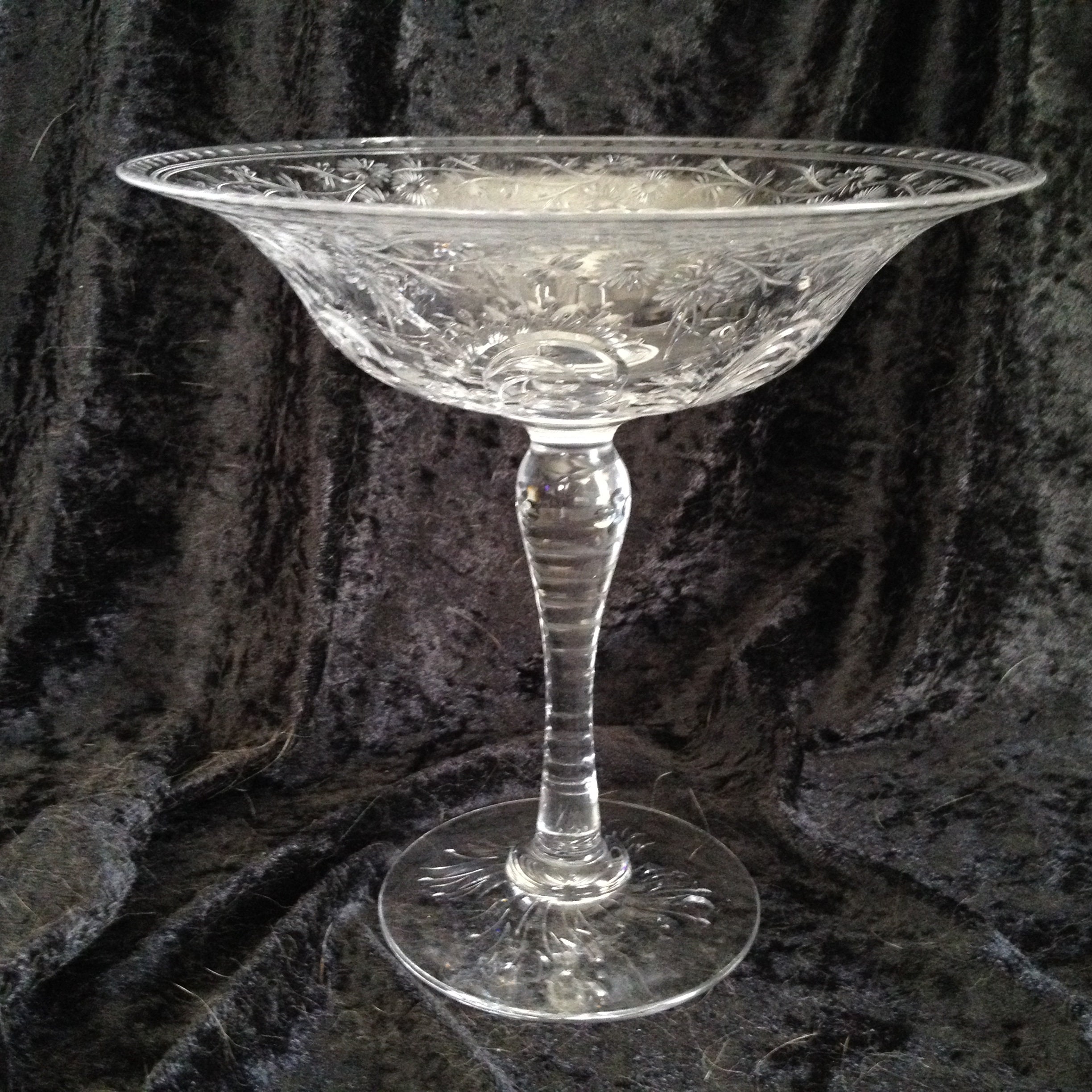 Hawkes Cut Glass Crystal Compote Footed Bowl with Delicate Etsy