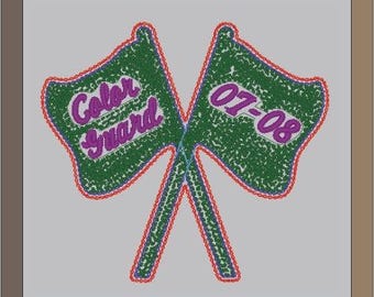 Chenille Crossed Flags Letterman Jacket Patch P10039