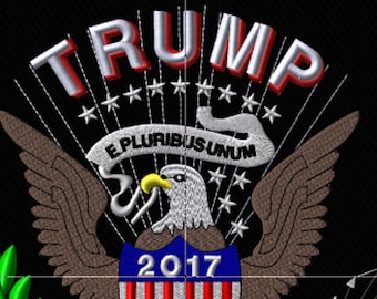 Any president, current or past, embroidery design directly on a black satin jacket.