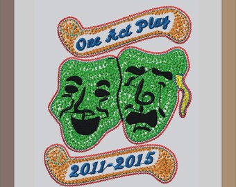 Chenille Drama Mask With Banners Letterman Jacket Patch P10171