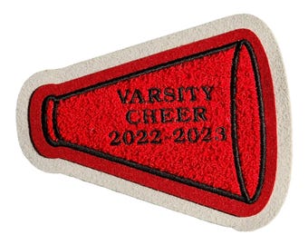 Custom Chenille Megaphone with Block Letters and Satin Border P10208b