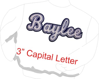 Chenille script name, patch for your corporate or varsity letterman jacket