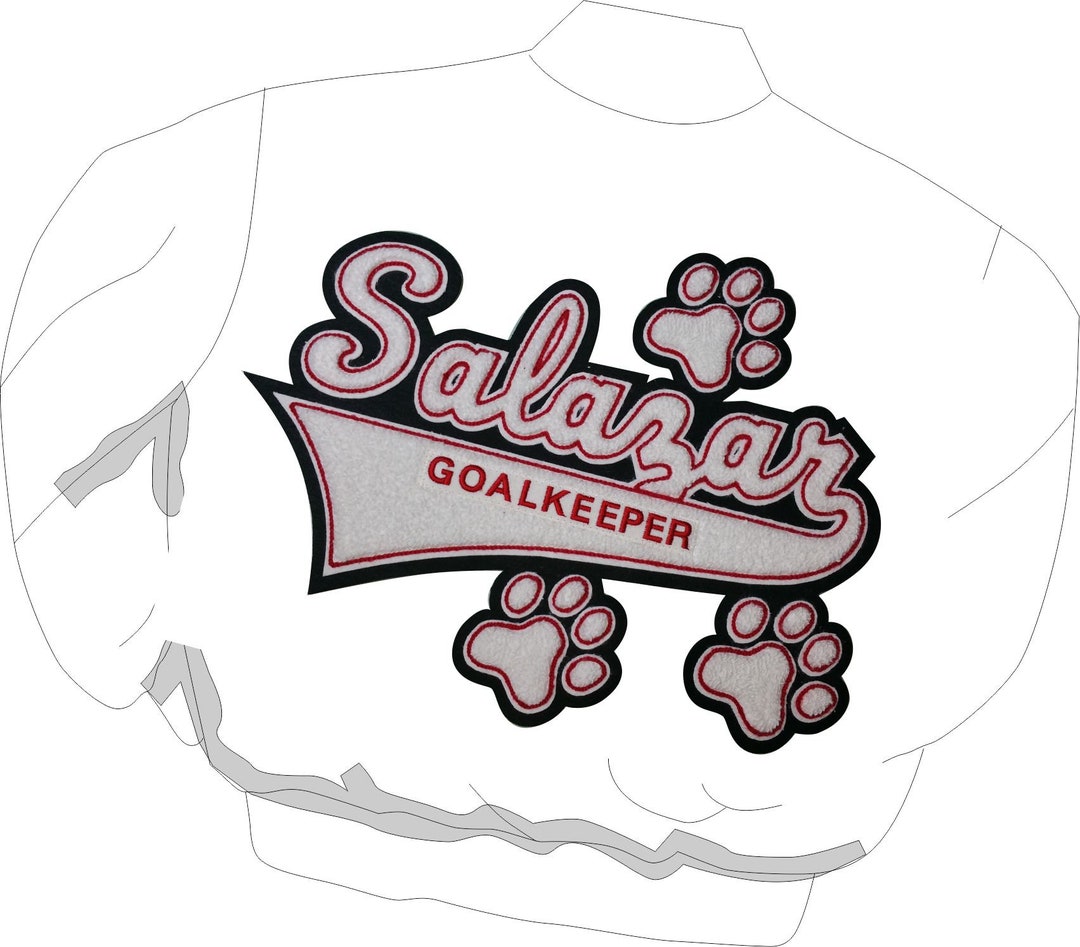 Script Chenille Name With Stars, Paw Prints, Music Notes, Etc., Patch