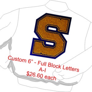 8" - De la A a la Z - Full Block Chenille Letter - su elección de letra