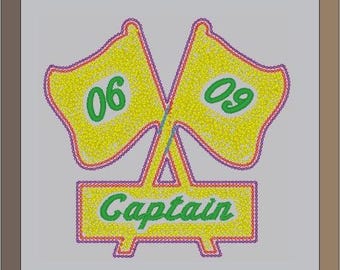 Chenille Crossed Flags With Bar Letterman Jacket Patch P10196