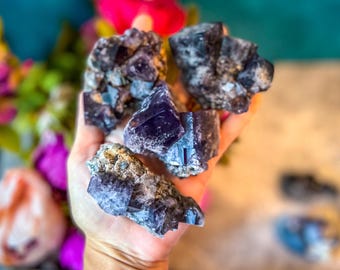 Rare Purple Rain Pocket Fluorite Clusters, Lady Annanella Mine, CLOSED Mine!, Daylight Fluorescent