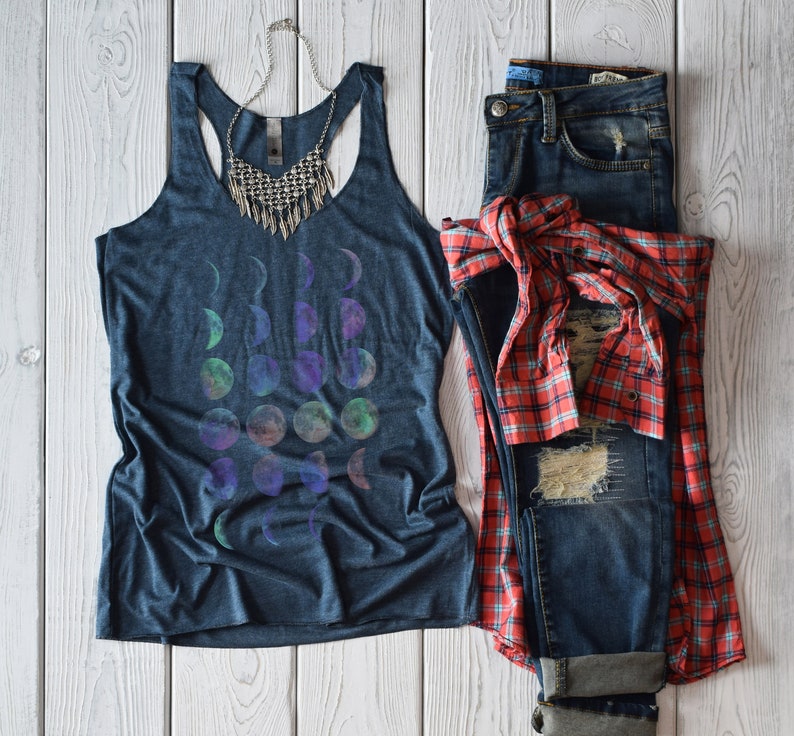 WOMENS TANK TOP MOON PHASES CYCLE WICCA WICCAN WITCH PAGAN GOTH ASTROLOGY S-2XL