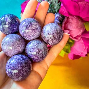 Amazing 1 1/4&quot; Charoite Crystal Spheres