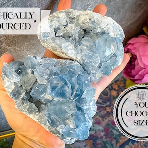 Raw CELESTITE Crystal Clusters, Ethically Sourced Celestite