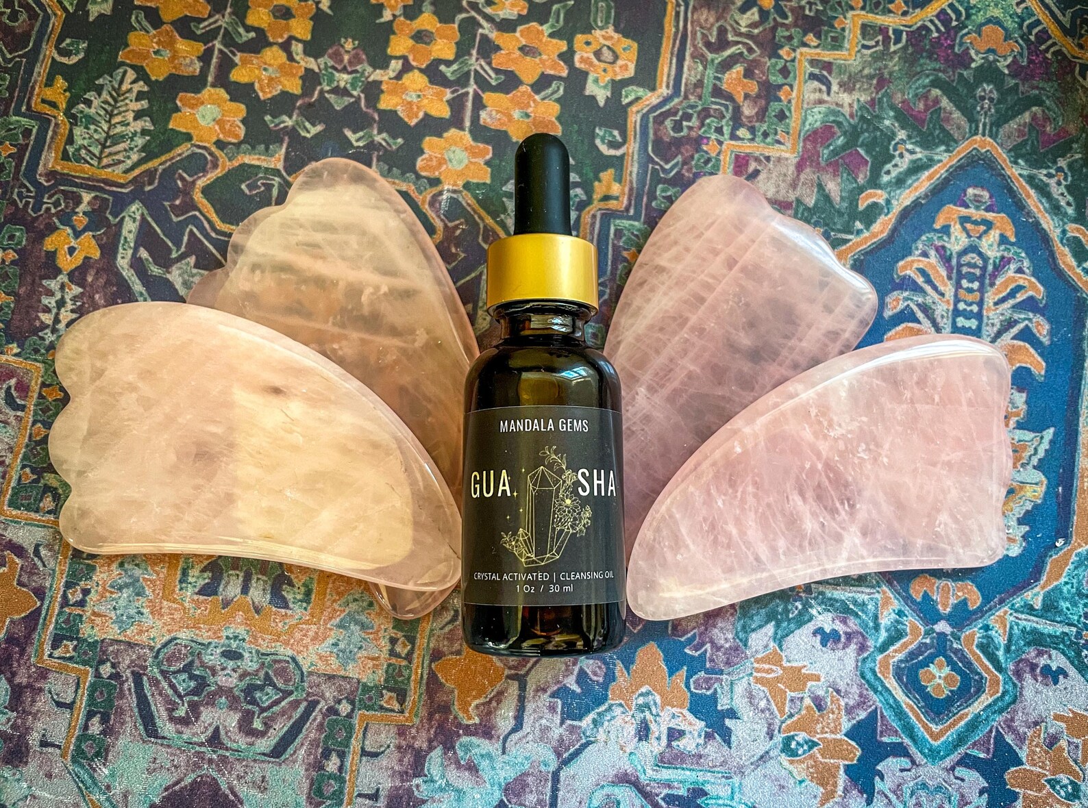 GUA SHA set crystal infused cleansing oil set with Gua Sha Etsy